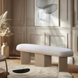 Wilshire Bench: Elegant Boucle Fabric Seating with Natural Oak Finish for Stylish Home Décor