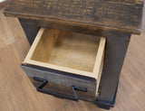 1 Drawer Chairside Table - Loft Brown Pine Wood Collection
