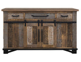 3 Drawer 6 Doors Kitchen Island | Loft Brown Pine Wood Collection
