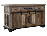 3 Drawer 6 Doors Kitchen Island | Loft Brown Pine Wood Collection