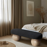 Bowie Boucle Fabric Bench – Luxurious Art Deco Design with Natural Ash Wood Legs for Elegant Spaces
