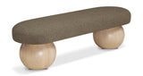 Bowie Boucle Fabric Bench – Luxurious Art Deco Design with Natural Ash Wood Legs for Elegant Spaces