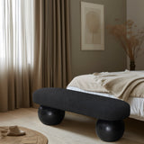 Bowie Boucle Fabric Bench - Luxurious Art Deco Seating with Elegant Solid Ash Wood Legs for Home Decor