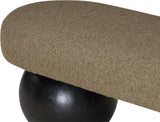 Bowie Boucle Fabric Bench - Luxurious Art Deco Seating with Elegant Solid Ash Wood Legs for Home Decor