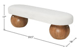 Bowie Boucle Fabric Bench - Luxurious Art Deco Accent with Walnut Legs for Elegant Home Decor