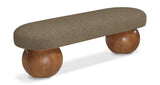 Bowie Boucle Fabric Bench - Luxurious Art Deco Accent with Walnut Legs for Elegant Home Decor
