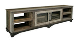 2 Door 93" TV Stand | Loft Brown Pine Wood Collection