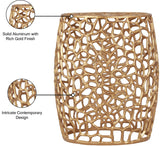 Priya Contemporary Aluminum End Table with Intricate Scrollwork Design for Modern Living Spaces