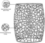 Priya Contemporary Aluminum End Table with Intricate Scrollwork Design for Modern Living Spaces