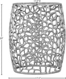 Priya Contemporary Aluminum End Table with Intricate Scrollwork Design for Modern Living Spaces