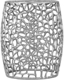 Priya Contemporary Aluminum End Table with Intricate Scrollwork Design for Modern Living Spaces