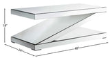 Zee Glass Contemporary Coffee Table - Unique Z-Shape Design with Mirrored Accents for Modern Living Rooms