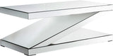 Zee Glass Contemporary Coffee Table - Unique Z-Shape Design with Mirrored Accents for Modern Living Rooms