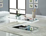 Zee Glass Contemporary Coffee Table - Unique Z-Shape Design with Mirrored Accents for Modern Living Rooms