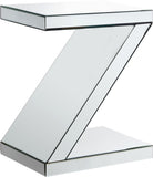 Zee Glass Mirrored End Table with Unique Z Shape Design - Stylish & Contemporary Living Room Accent