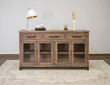 3 Drawer 4 Glass Doors Console | Natural Parota Furniture