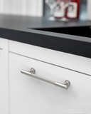 DESIGN2304 Brushed Satin Nickel Cabinet Pulls | Modern Retro Reeded Bar Handles for Kitchen Drawers, 5"