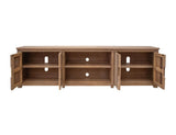 4 Door 93" Natural Parota TV Stand with Storage Shelves