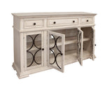 4 Glass Doors 3 Drawers Console - Solid Pine Wood Bonanza