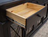 3 Drawer 4 Doors 70" Vintage Console - Weathered Black