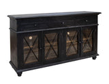 3 Drawer 4 Doors 70" Vintage Console - Weathered Black