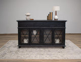 3 Drawer 4 Doors 70" Vintage Console - Weathered Black