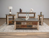 1 Drawer Chairside Table - Rustic Antique Multicolor Pine