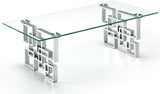 Alexis Modern Chrome Coffee Table with Glass Top - Stylish Geometric Design for Contemporary Living Spaces