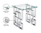 Alexis Chrome Glass End Table - Modern Geometric Design, Stylish Living Room Accent, 20" x 20"