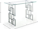 Alexis Glass Console Table - Modern Chrome Finish with Geometric Design for Stylish Living Room Décor