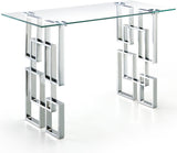 Alexis Glass Console Table - Modern Chrome Finish with Geometric Design for Stylish Living Room Décor