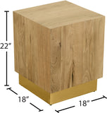 Acacia End Table with Rich Wood Grain and Gold Metal Base for a Modern Contemporary Look