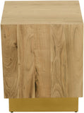 Acacia End Table with Rich Wood Grain and Gold Metal Base for a Modern Contemporary Look