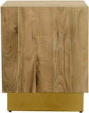 Acacia End Table with Rich Wood Grain and Gold Metal Base for a Modern Contemporary Look
