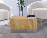 Acacia Wood Coffee Table with Stunning Grain Design and Sturdy Metal Base for Modern Living Spaces