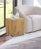 Acacia End Table with Rich Wood Grain and Gold Metal Base for a Modern Contemporary Look