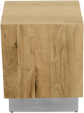 Acacia End Table with Rich Wood Grain and Gold Metal Base for a Modern Contemporary Look