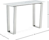 Carlton Contemporary Chrome Console Table with Solid Stone Top and Stainless Steel Legs, 48” W