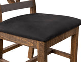 Wooden Dining Chair - Loft Brown Solid Pine with Fabric Upholstery