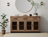 3 Drawer 4 Glass Doors Console | Natural Parota Furniture