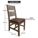 Wooden Chair - Antique Multicolor Pine Wood Seating with Leather