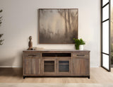 Natural Parota TV Stand - 2 Drawer, 2 Door, Glass Door Storage
