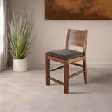 Parota 24" Barstool - Padded Faux Leather Seat with Wooden Frame