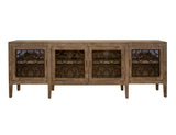 4 Door Mandala Console - Pine Wood Glass Door Cabinet