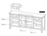 2 Drawer 2 Door TV Stand | Mango Wood Olimpia Collection