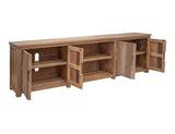 4 Door 93" Natural Parota TV Stand with Storage Shelves