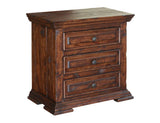 3 Drawer Nightstand | Terra Collection Solid Pine Wood Deep Brown