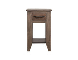 1 Drawer 1 Shelf Chairside Table - Natural Teca Wood Design