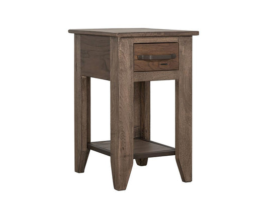 1 Drawer 1 Shelf Chairside Table - Natural Teca Wood Design