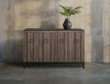 Ebano 4 Door Console - Natural Stone Top & Metal Base